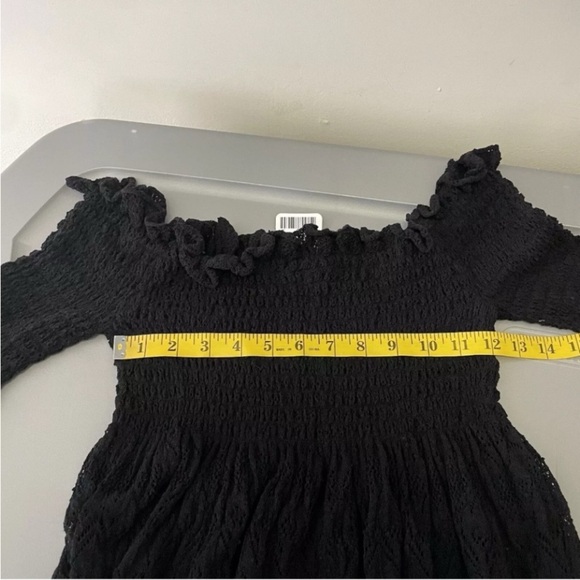 NWT Free People Women’s Black Knit Lace Bell Sleeve Gothic Fairy Mini Dress L - Picture 4 of 10